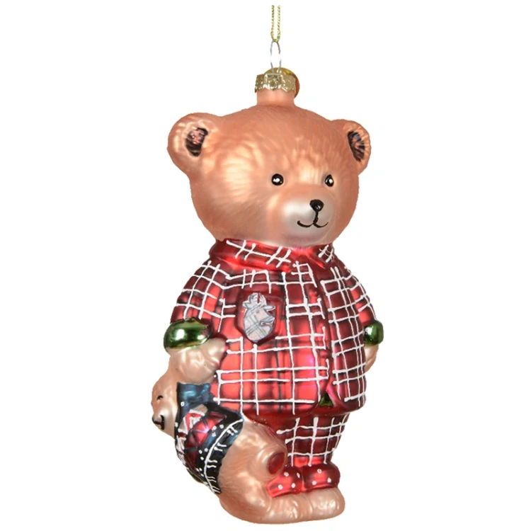 Miś w piżamie - Szklana bombka choinkowa 13 cm w2