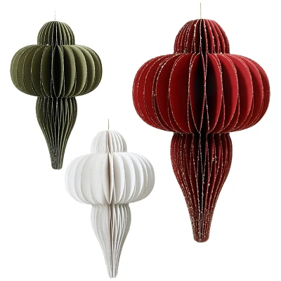 Papierowy Sopel - Zawieszka Choinkowa 15 cm mix