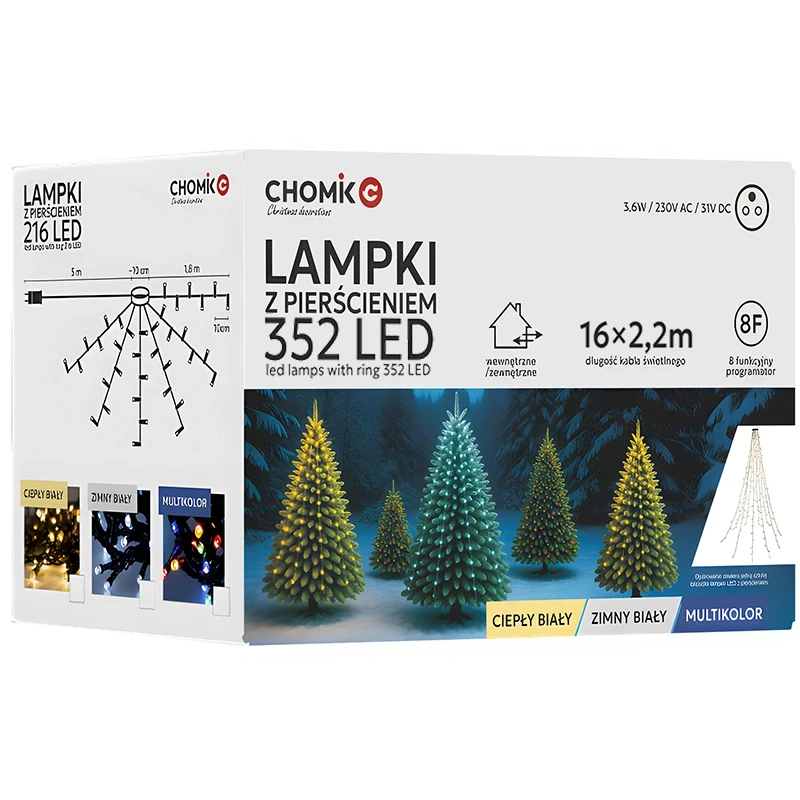 Lampki choinkowe na pierścieniu 352 LED