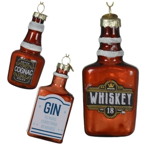 Butelki alkoholu - Szklane zawieszki choinkowe kpl. 3 szt.