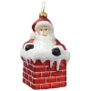 Mikołaj w kominie - Szklana zawieszka choinkowa 11,8 cm