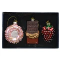 Słodkości - Szklana kształtki choinkowe 3 szt. 7 cm