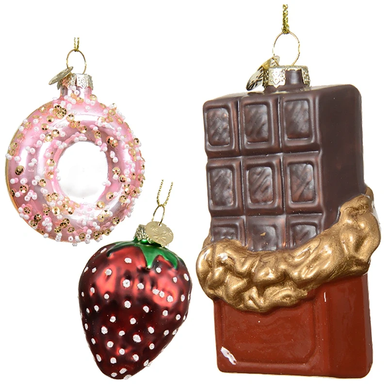 Słodkości - Szklana kształtki choinkowe 3 szt. 7 cm