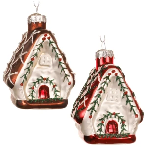 Domki - Szklane zawieszki choinkowe 8 cm