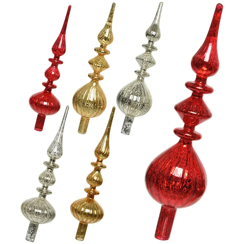 Antyczny szklany szpic choinkowy 35cm mix