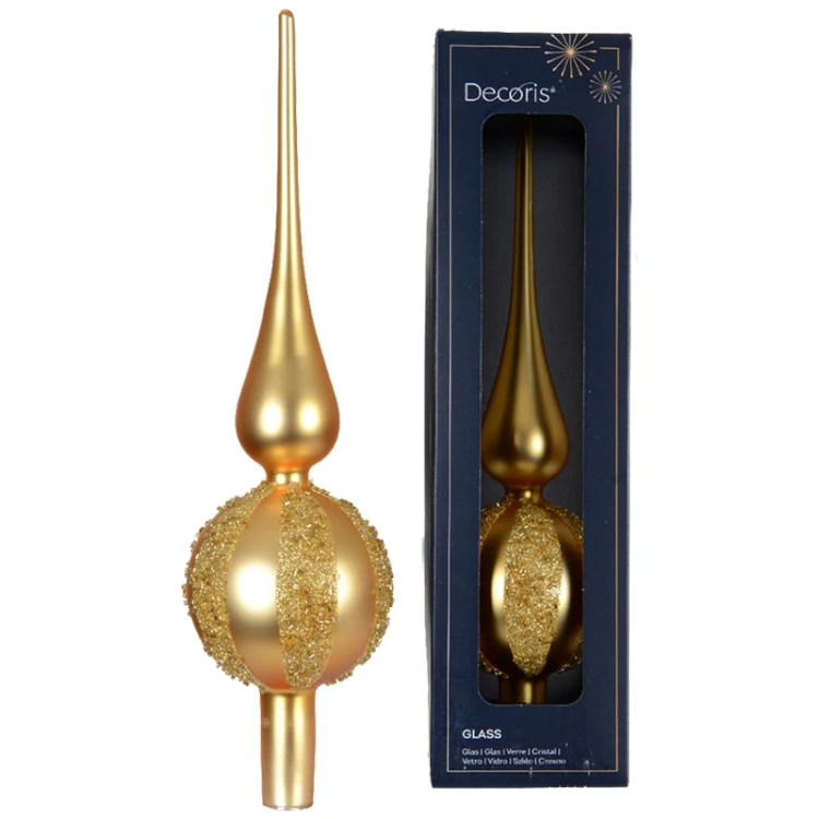 Szklany szpic choinkowy 31 cm wzór 14