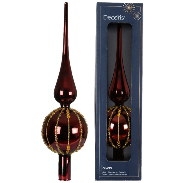 Szklany szpic choinkowy 31 cm wzór 9