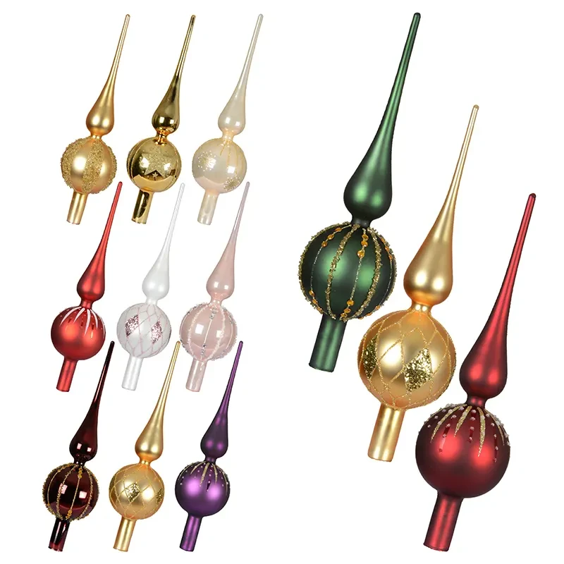 Szklany szpic choinkowy 31 cm wzór 19