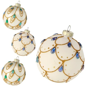 Szklane bombki choinkowe z kamieniami - 8 cm 4 szt