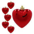 Serce - Plastikowe zawieszka choinkowa kpl. 6 szt. 7cm czerwone
