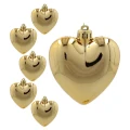 Serce - Plastikowe zawieszka choinkowa kpl. 6 szt. 7cm złote