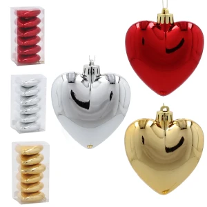 Serce - Plastikowe zawieszka choinkowa kpl. 6 szt. 7cm