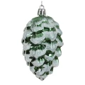 Ośnieżona szyszka - plastikowa zawieszka choinkowa 9 cm zielona