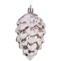 Ośnieżona szyszka - plastikowa zawieszka choinkowa 9 cm różowa