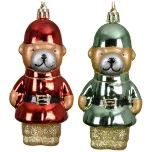Miś w mundurze - plastikowa zawieszka choinkowa 11,7 cm KPL. 2szt.