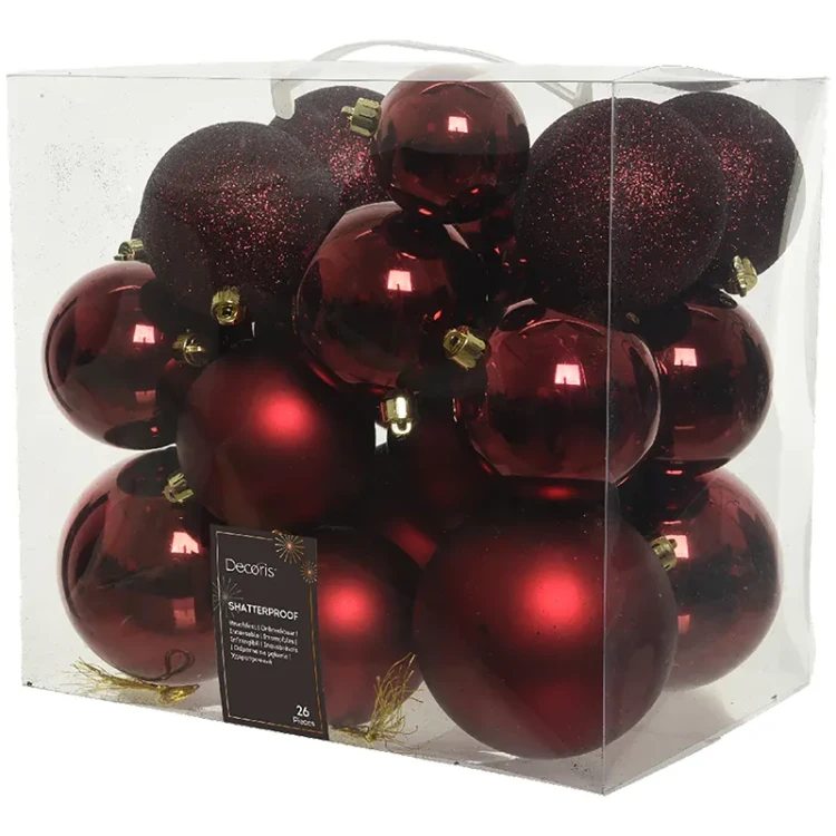 Plastikowe bombki choinkowe kpl. 26 szt. MIX 6-10 cm zdjęcie 1