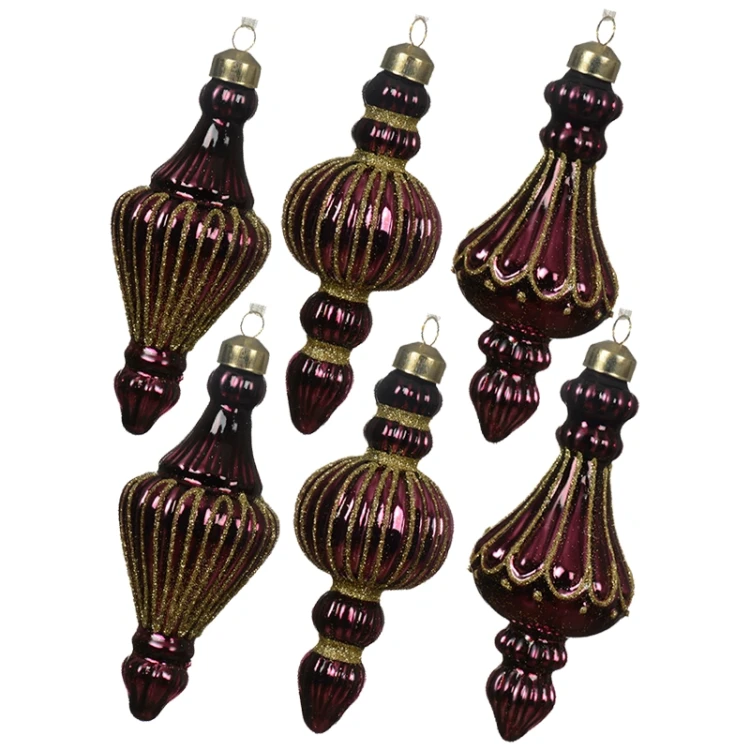 Szklane barokowe sople - Zawieszki choinkowe 16 cm figowe