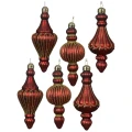 Szklane barokowe sople - Zawieszki choinkowe 16 cm czerwone