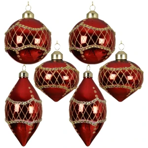 Czerwone szklane bombki choinkowe 8 cm 6 szt.
