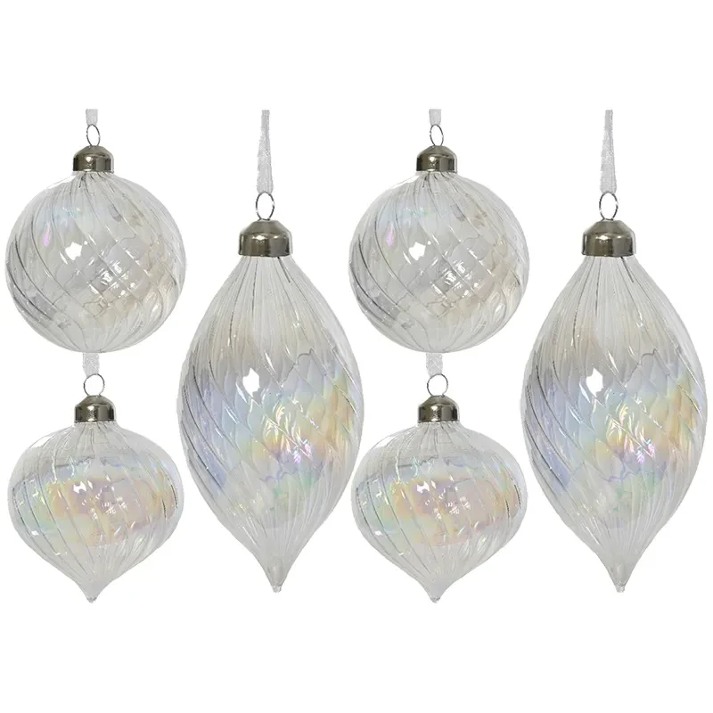 Przezroczyste iryzowane bombki choinkowe 8 cm 6 szt.
