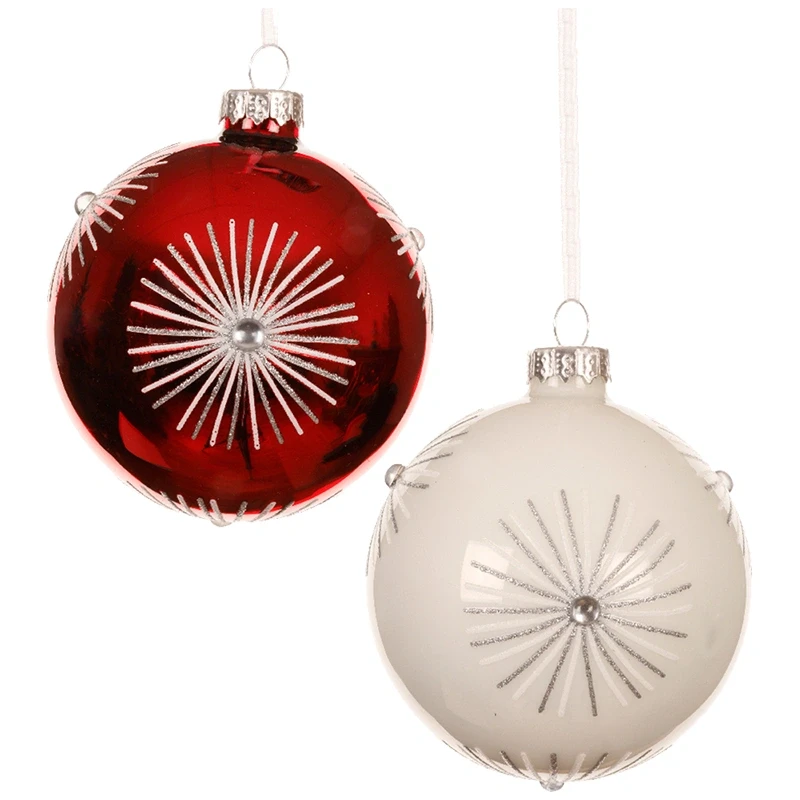 Bombki choinkowe z diamentem - kpl. 6 szt. 8 cm