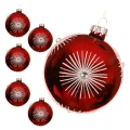 Bombki choinkowe z diamentem - kpl. 6 szt. 8 cm czerwone