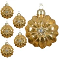 Szklane bombki choinkowe - Kwiatek 8 cm kpl. 6 szt złote
