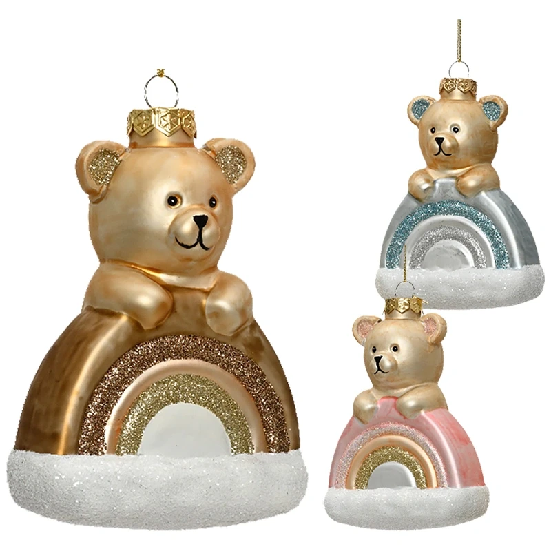 Miś na tęczy - zawieszka choinkowa 13,5 cm mix