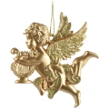 Złoty Anioł - zawieszka choinkowa 9 cm