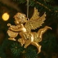 Złoty Anioł - zawieszka choinkowa 9 cm