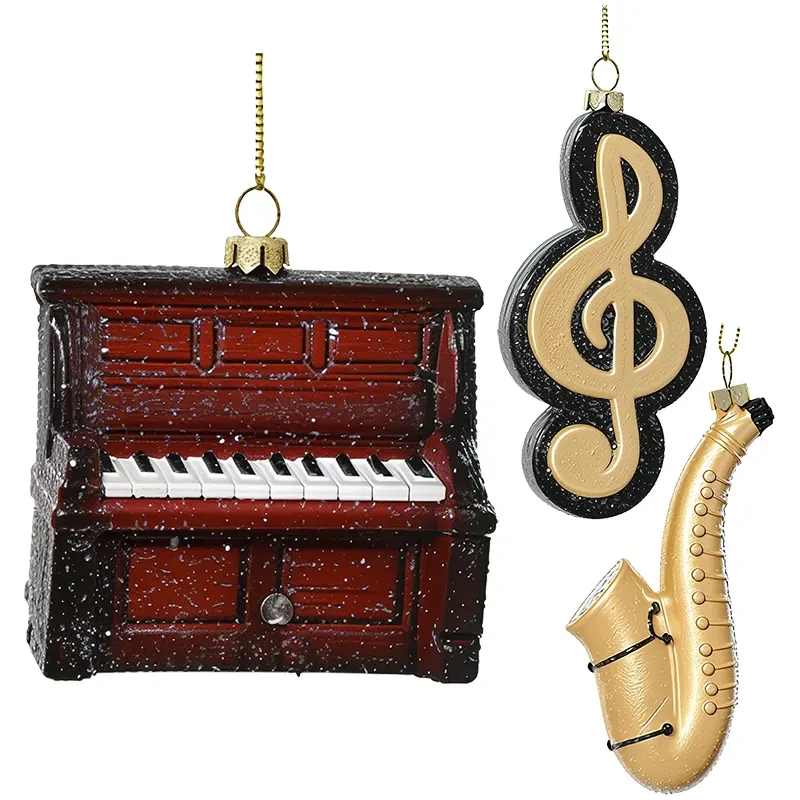 Muzyczne instrumenty - nietłukące zawieszki choinkowe 12,7 cm