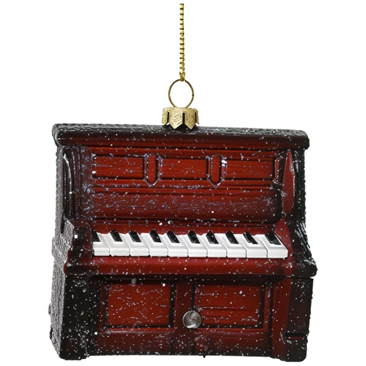 Muzyczne instrumenty - nietłukące zawieszki choinkowe 12,7 cm fortepian