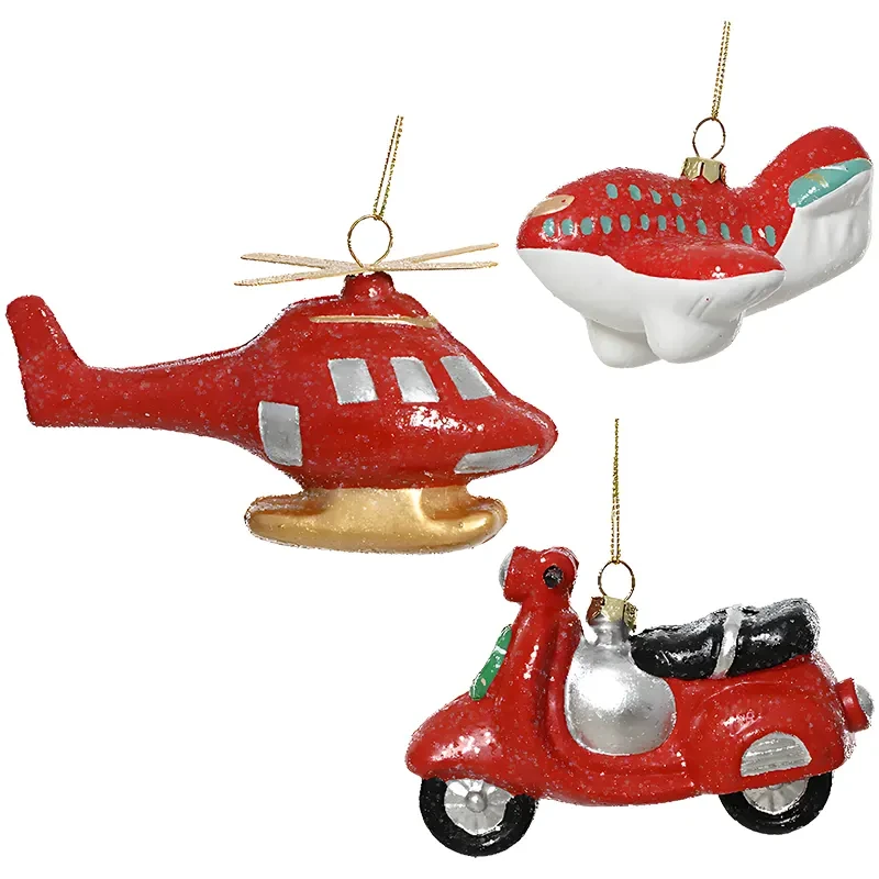 Pojazdy - nietłukące zawieszki choinkowe 13,5 cm mix
