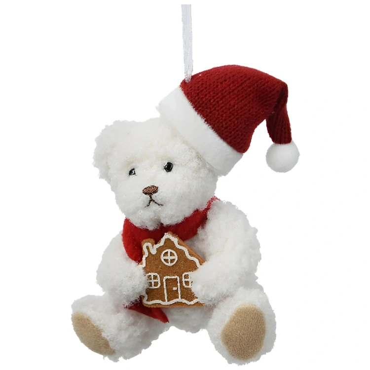 Miś - zawieszka choinkowa 12 cm z domkiem