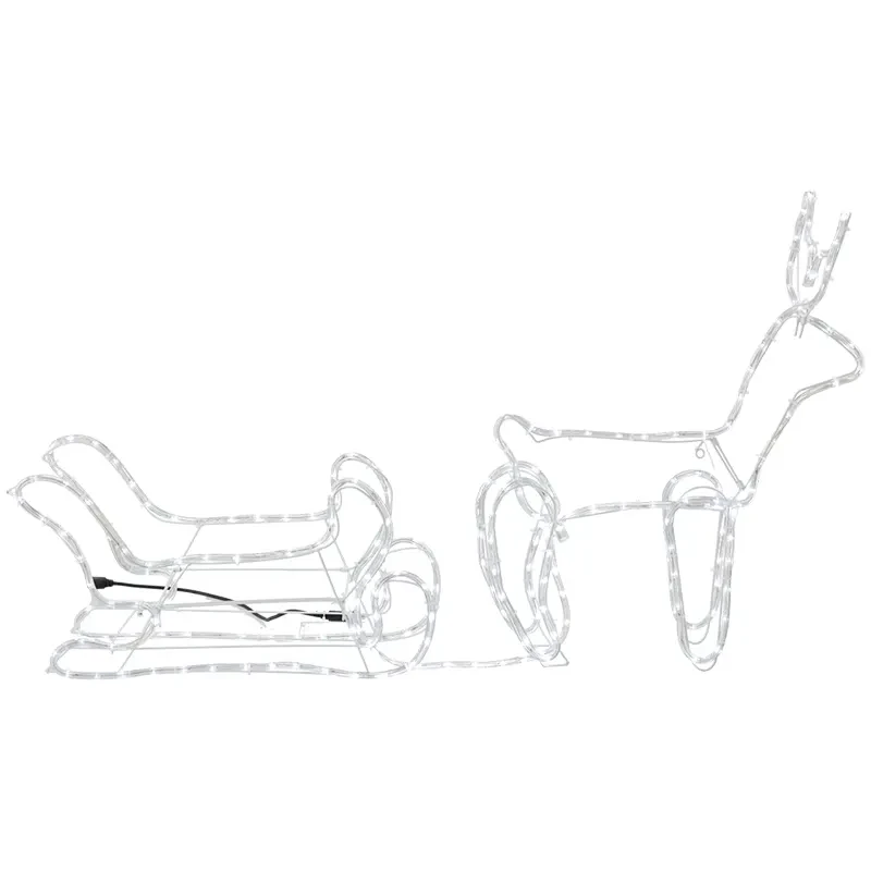 Renifer z saniami - Dekoracja świąteczna 120 cm FLESH zimny biały