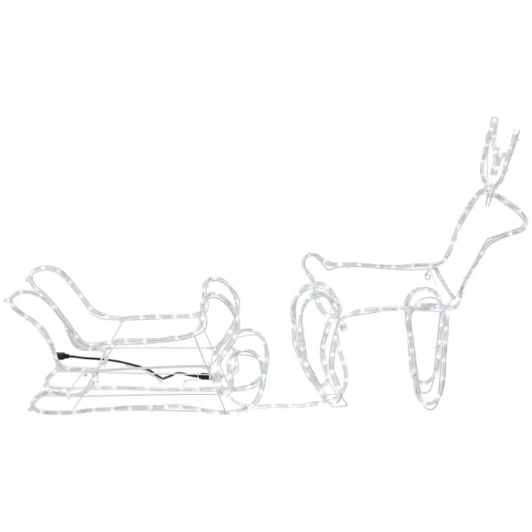 Renifer z saniami - Dekoracja świąteczna 120 cm FLESH zimny biały