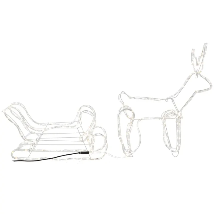 Renifer z saniami - Dekoracja świąteczna 120 cm FLESH zimny biały