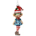 Elf - szklana zawieszka choinkowa 14 cm niebieski