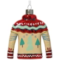 Folkowy sweter - szklana zawieszka choinkowa 11 cm jasny