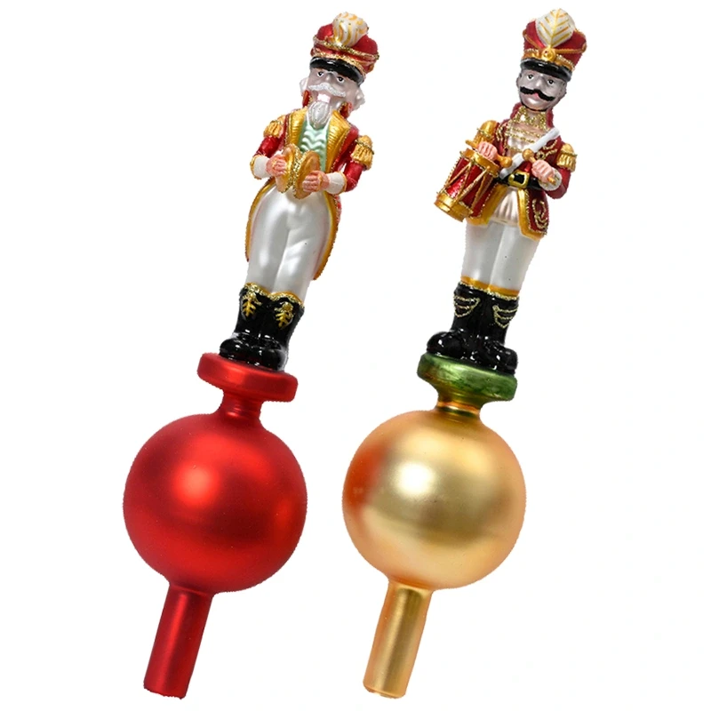 Żołnierzyk z instrumentem - szklany szpic choinkowy 31 cm