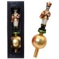 Żołnierzyk z instrumentem - szklany szpic choinkowy 31 cm złoty