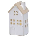 Biały ceramiczny domek z diodami LED 6,7x8,7x15,5cm wzór 1