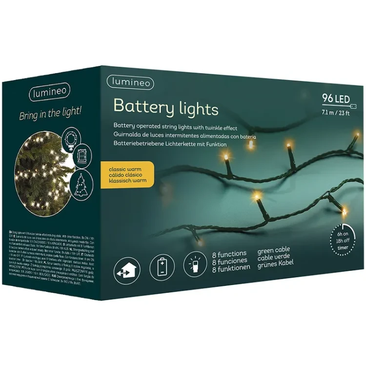 Lampki choinkowe LED na baterie na zielonym przewodzie zdjęcie 3