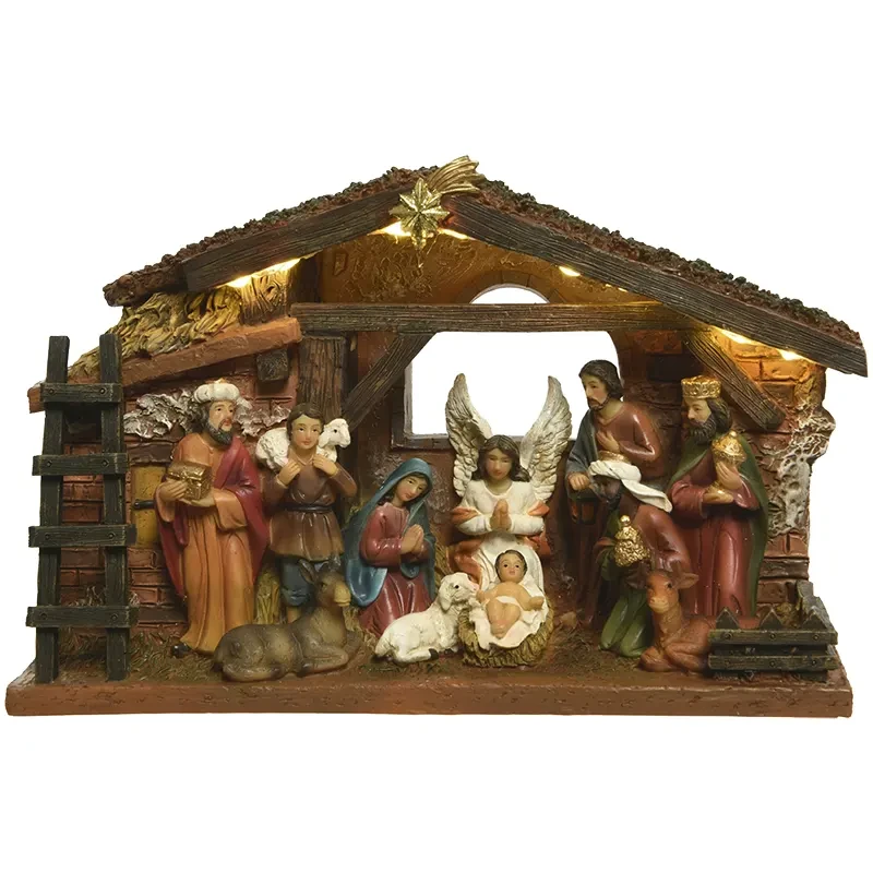 Szopka Bożonarodzeniowa z diodami LED 24,3x7,7x15cm - 3xAAA