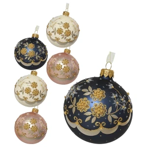 Szklane zestaw dekorowanych bombek  8 cm kpl. 6 szt. 