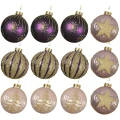 Szklane zestaw figowo-różowych dekorowanych bombek 8 cm kpl. 12 szt.