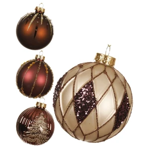 Bordowy zestaw szklanych bombek - 8 cm kpl. 12 szt.