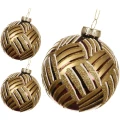 Złota bombki choinowe 8 cm kpl. 3 szt.
