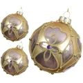 Szklane różowe bombki choinkowe - 3 szt. 8 cm