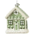 Szklane zielone domki - zawieszki choinkowe 10 cm w1